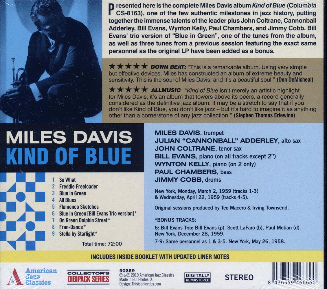 Miles Davis Kind Of Blue Music CD