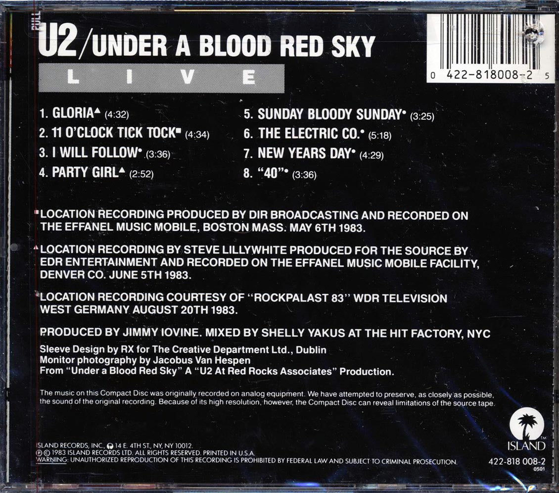 U2 Under A Blood Red Sky marked/ltd stock Music CD