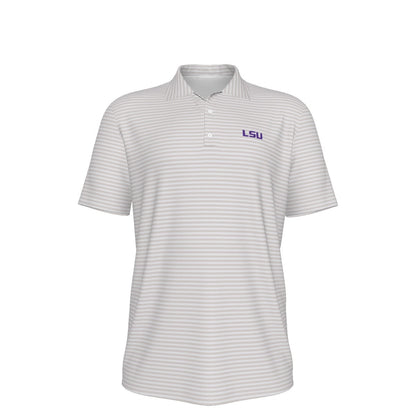 LSU Football Striped Polo - Cream