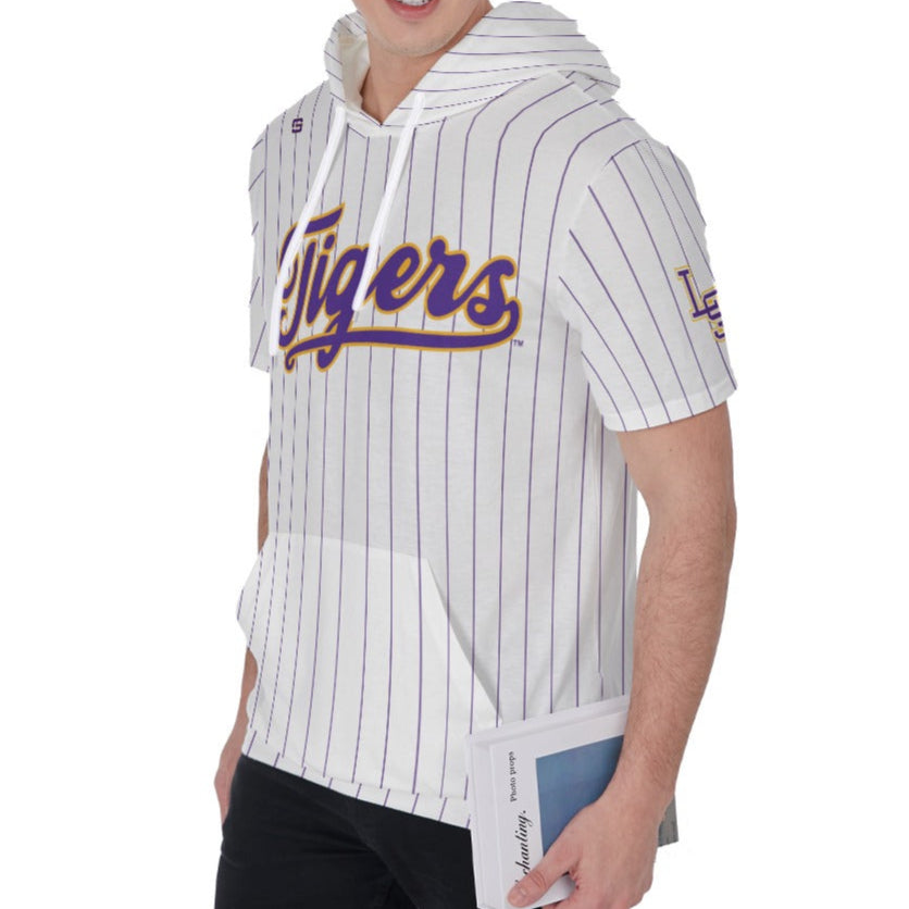 LSU Baseball Pinstripe Short Sleeve Hoodie T-Shirt