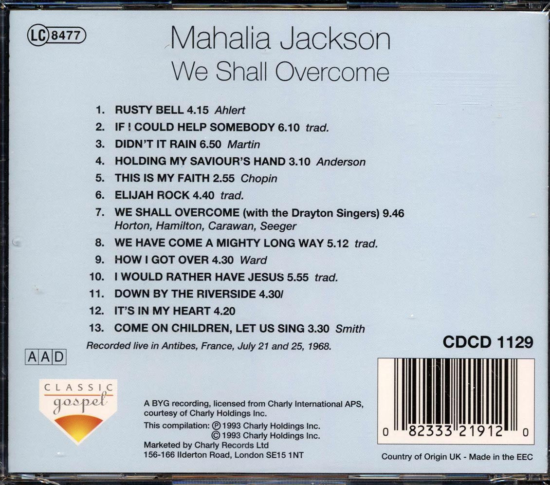 Mahalia Jackson - We Shall Overcome Music CD