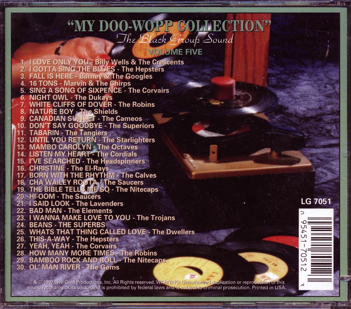 The Hepsters, The Dukays, The Shields, Etc. - My Doo-Wopp Collection: The Black Group Sound Volume 5 (30 tracks) Music CD