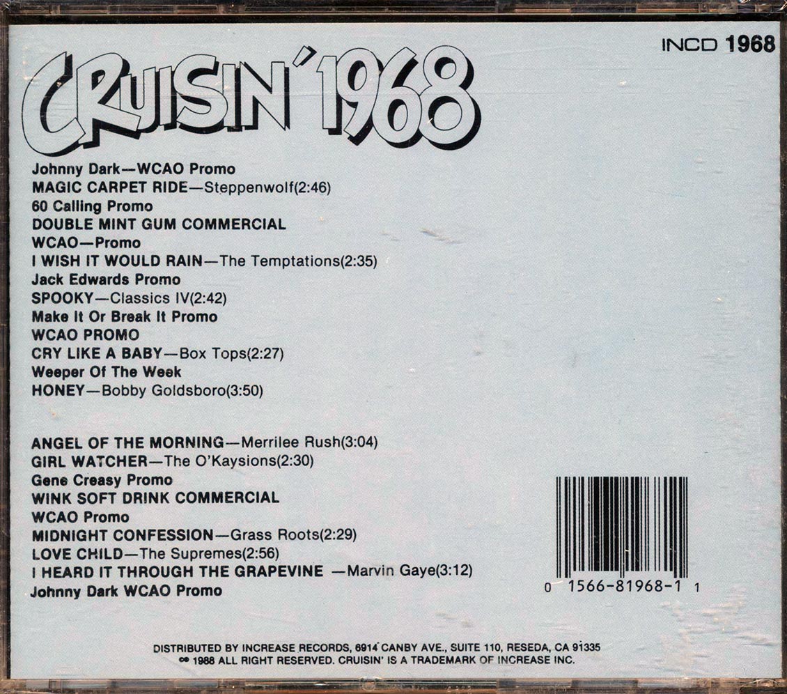 Steppenwolf, The Temptations, The Classics IV, Etc. - Cruisin' 1968 Music CD