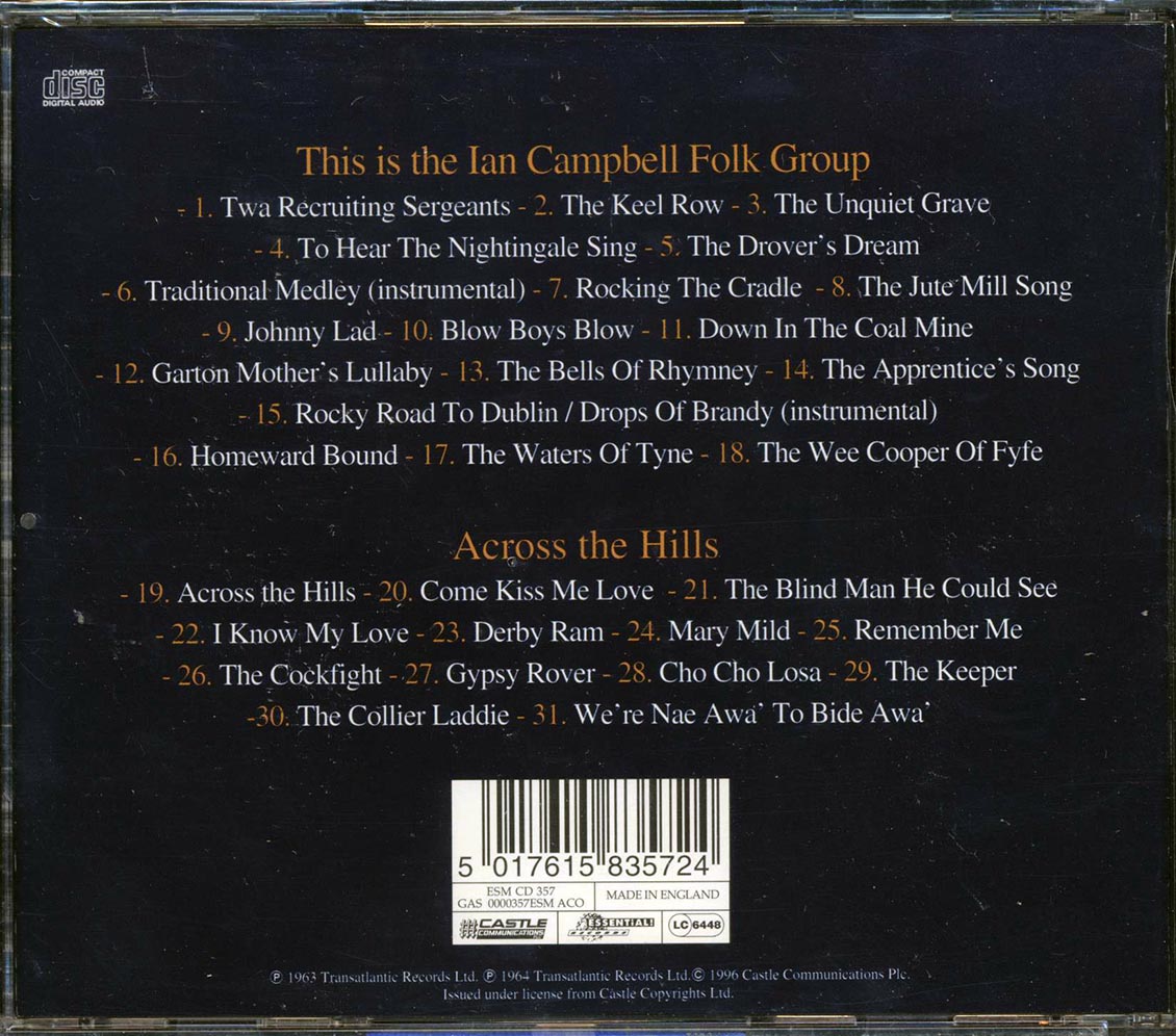 The Ian Campbell Folk Group - This Is The Ian Campbell Folk Group: Across The Hills (2 albums on 1 CD) (31 tracks) Music CD