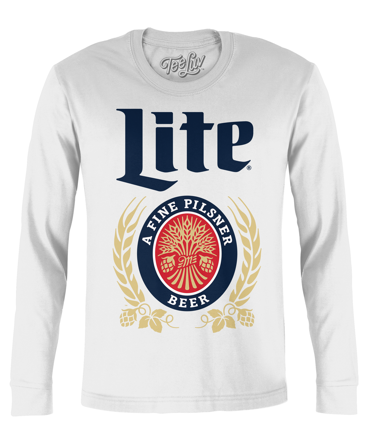 Miller Lite Beer Long Sleeve T Shirt Officially Licensed - White