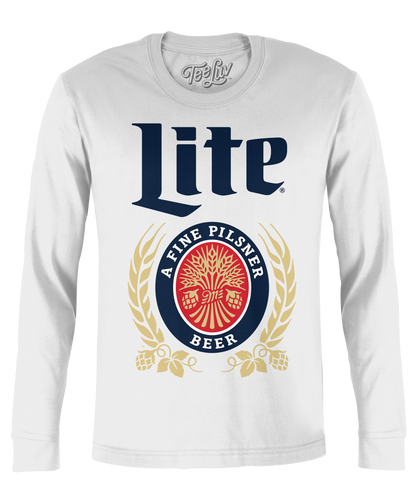 Miller Lite Beer Long Sleeve T Shirt Officially Licensed - White