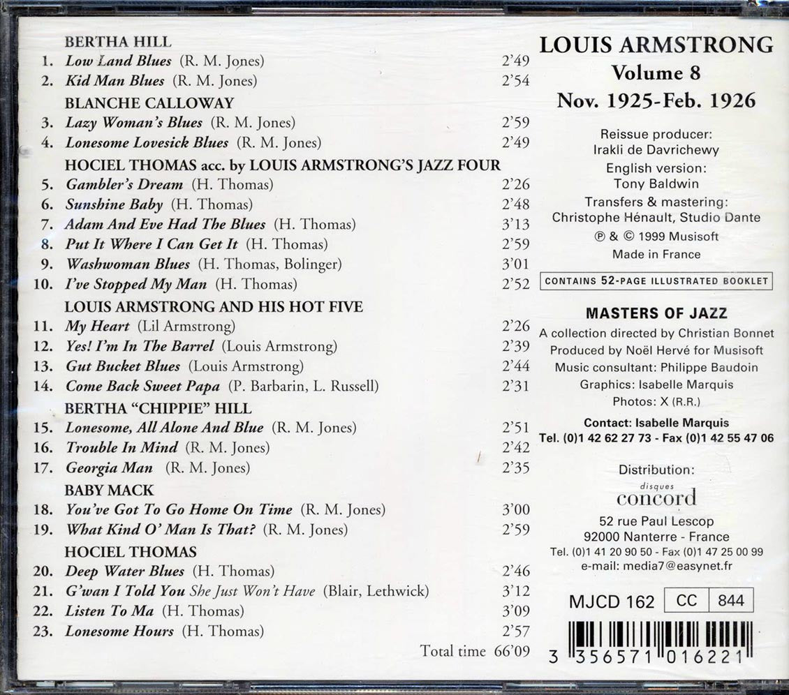 Louis Armstrong - Volume 8: 1925-1926 Complete Edition (23 tracks) Music CD