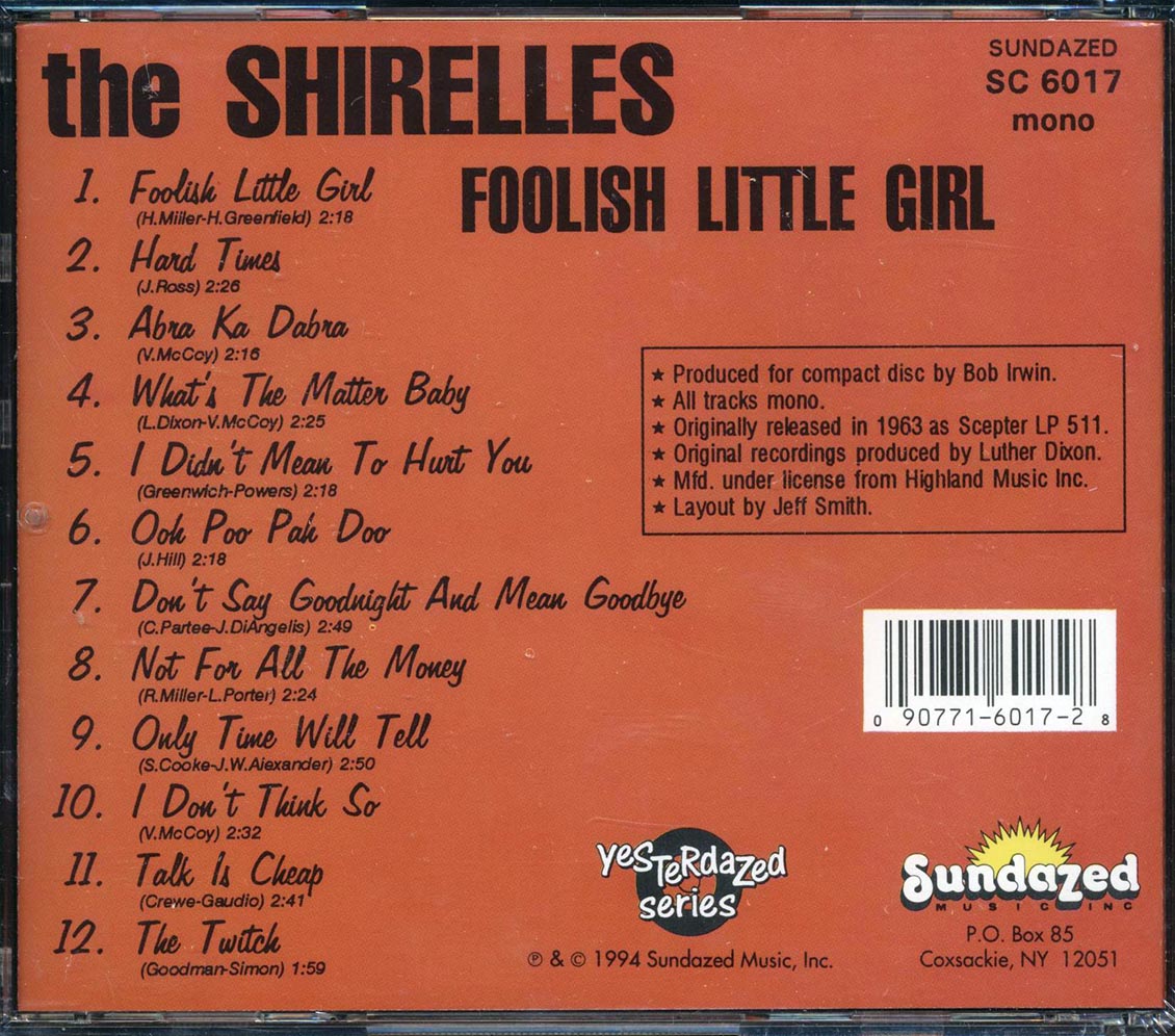 The Shirelles - Foolish Little Girl Music CD