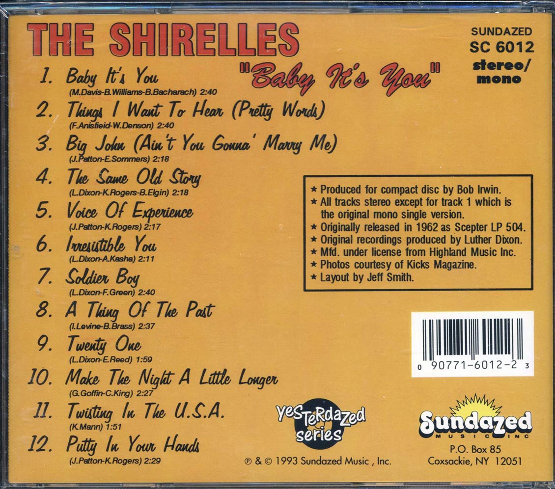 The Shirelles Baby It's You Music CD