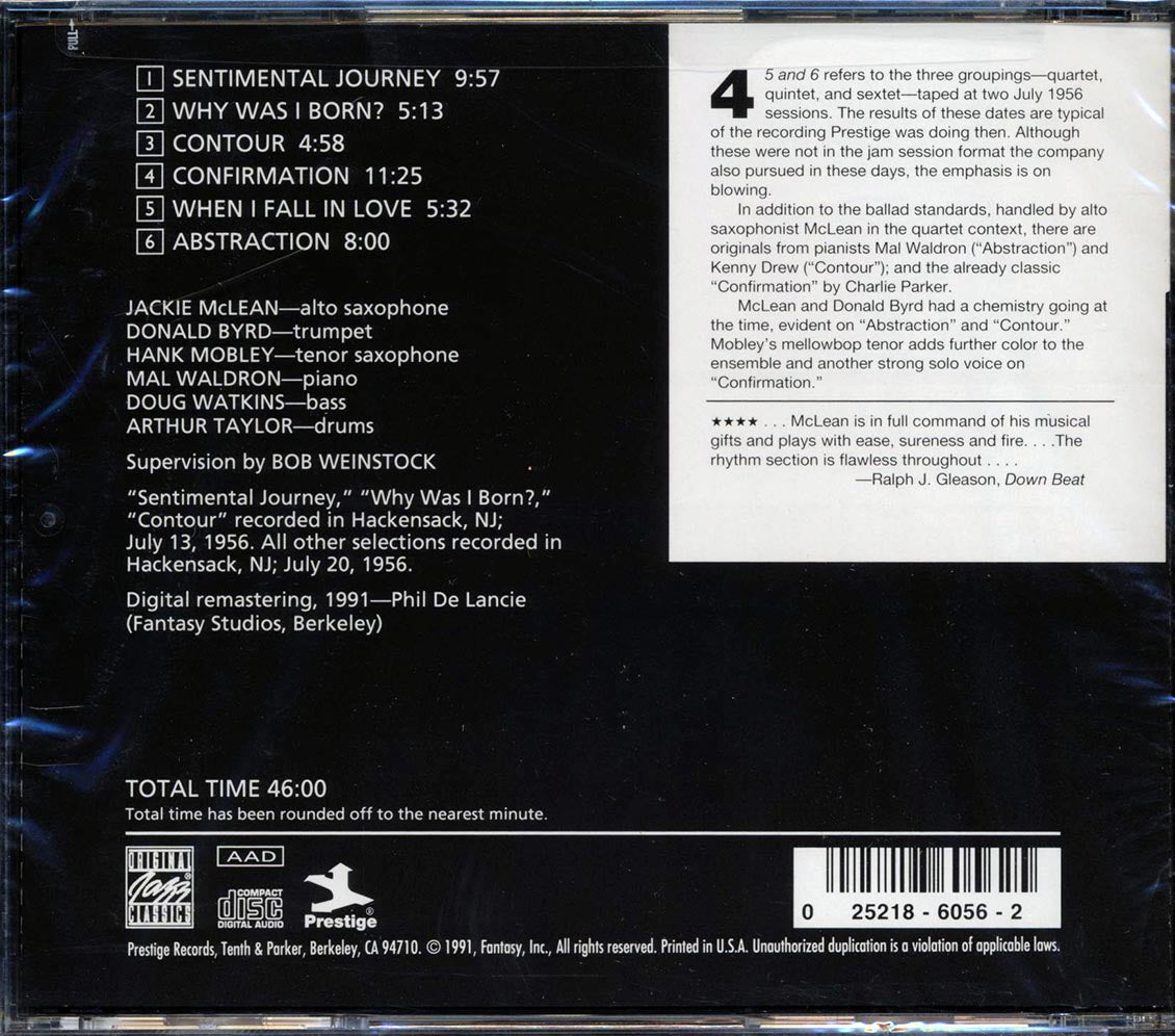 Jackie McLean - 4, 5, And 6 Music CD