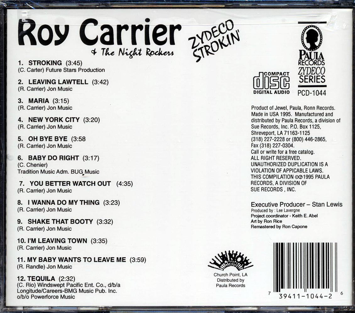 Roy Carrier & The Night Rockers - Zydeco Strokin' Music CD