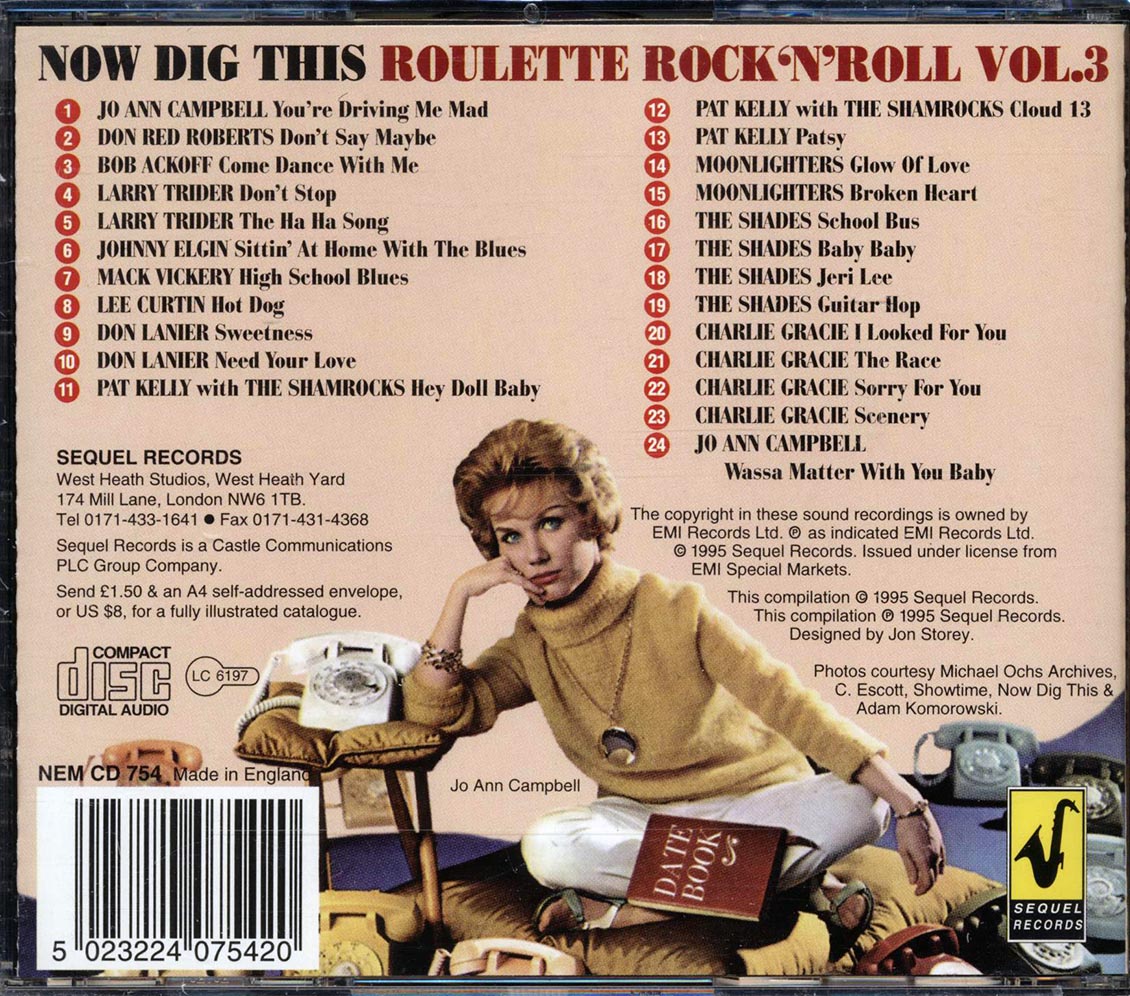 Jo Ann Campbell, Don Red Roberts, Larry Trider, Etc. - Now Dig This: Roulette Rock N Roll Volume 3 (24 tracks) Music CD