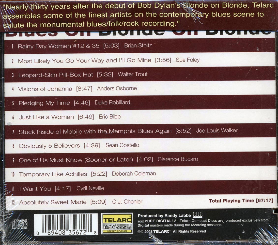 Brian Stoltz, Eric Bibb, Clarence Bucaro, Sue Foley, Etc. - Blues On Blonde On Blonde (marked/ltd stock) Music CD