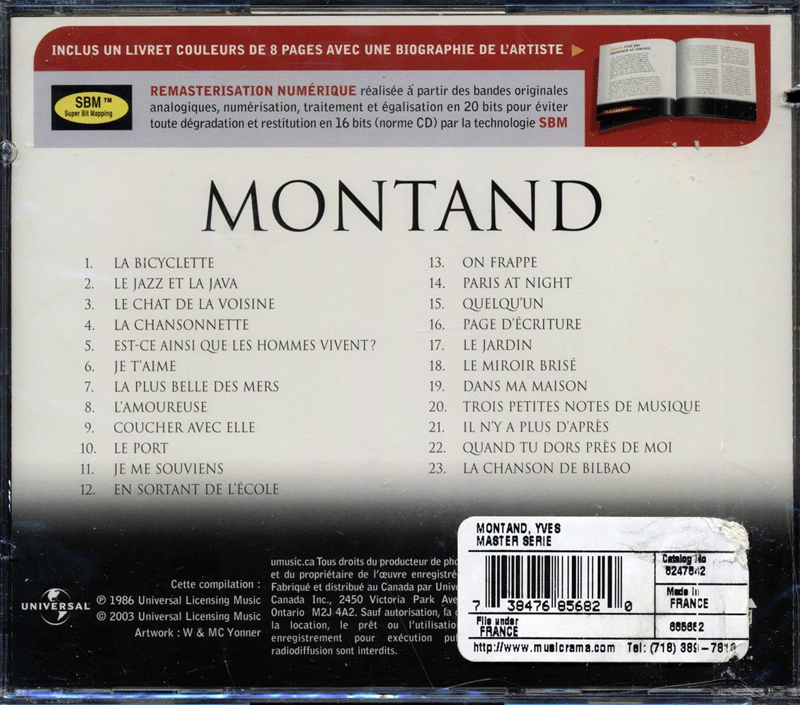 Yves Montand - Yves Montand (23 tracks) (remastered) Music CD