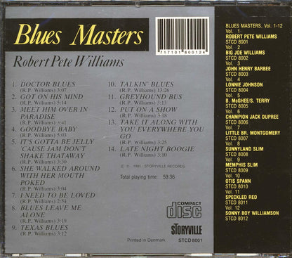 Robert Pete Williams Blues Masters Volume 1 Music CD