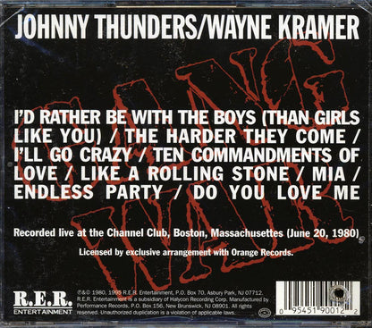 Johnny Thunders, Wayne Kramer - Gang War: Live At The Channel Club, A Rock & Roll Document (marked/ltd stock) Music CD