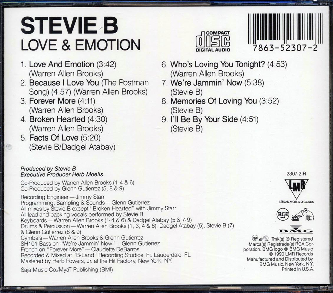 Stevie B - Love & Emotion Music CD