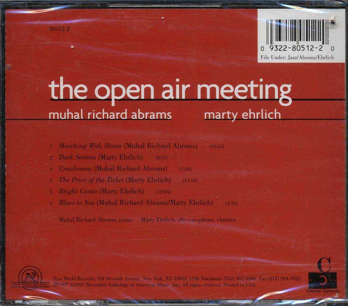 Muhal Richard Abrams, Marty Ehrlich - The Open Air Meeting (marked/ltd stock) Music CD