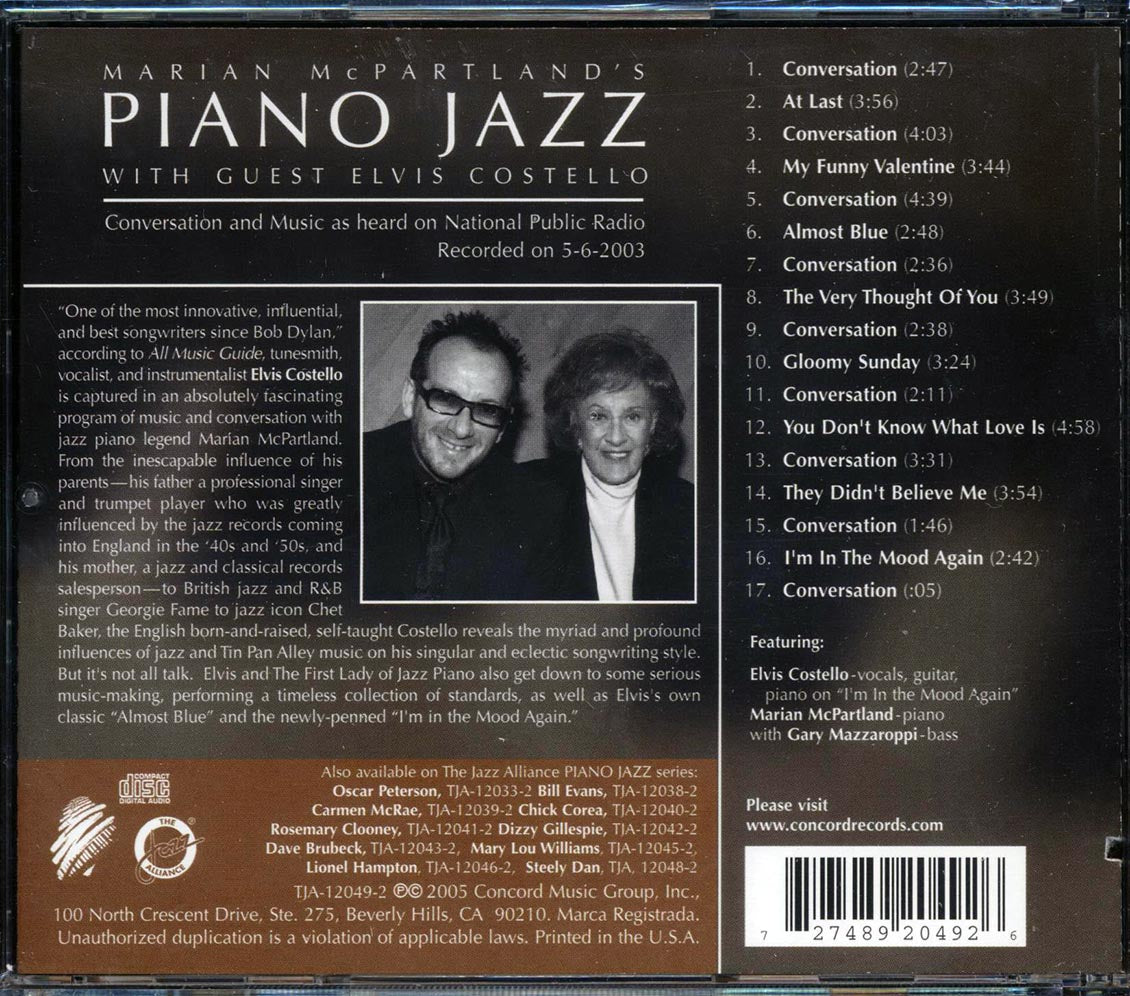 Elvis Costello - Marian McPartland's Piano Jazz Radio Broadcast (marked/ltd stock) Music CD