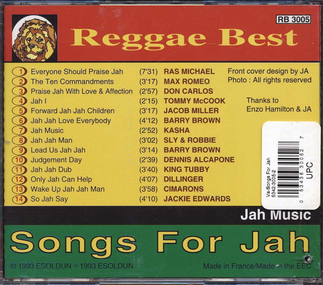 Ras Michael, Max Romeo, Don Carlos, Jacob Miller, Barry Brown, Etc. - Songs For Jah: Jah Music Music CD