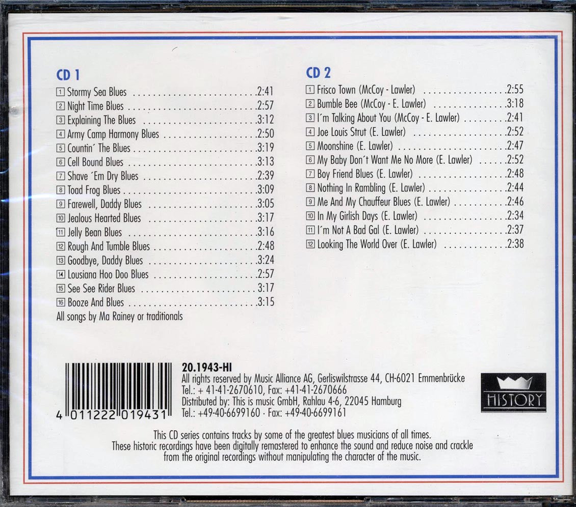 Ma Rainey, Memphis Minnie - Night Time Blues (28 tracks) (2xCD) Music CD