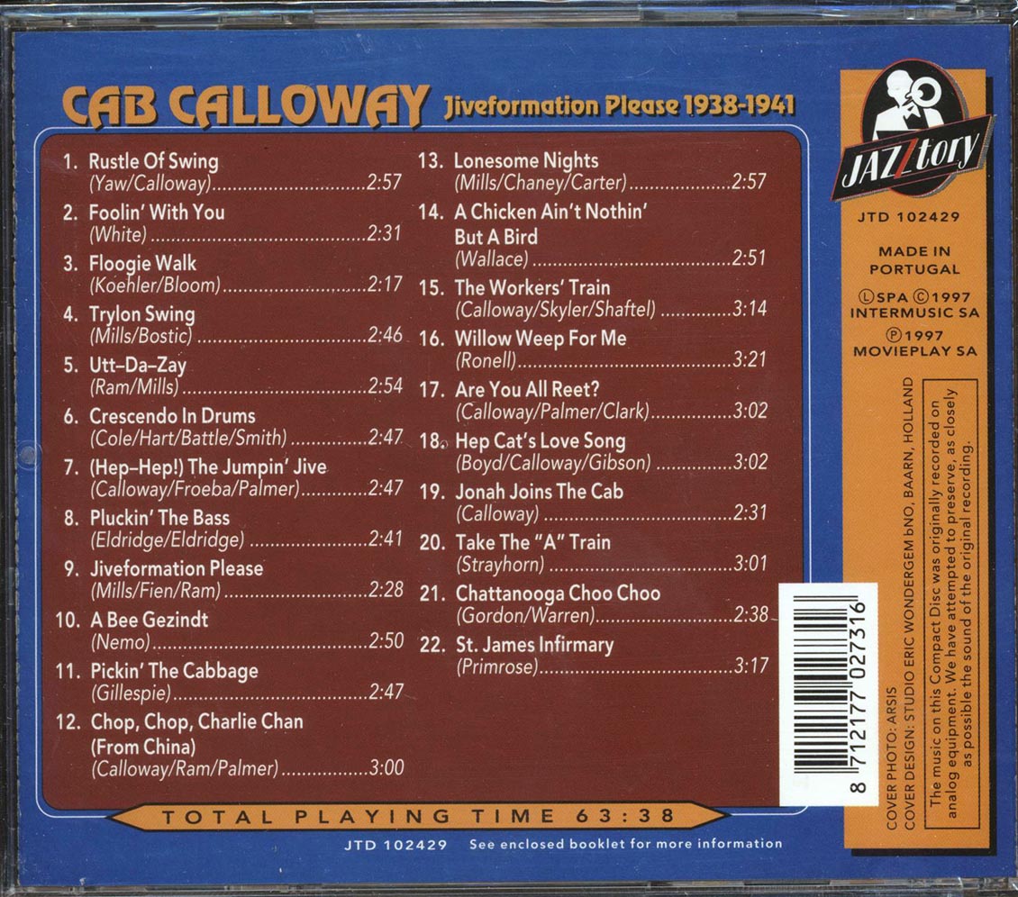 Cab Calloway - Jiveformation, Please 1938-1941 Music CD