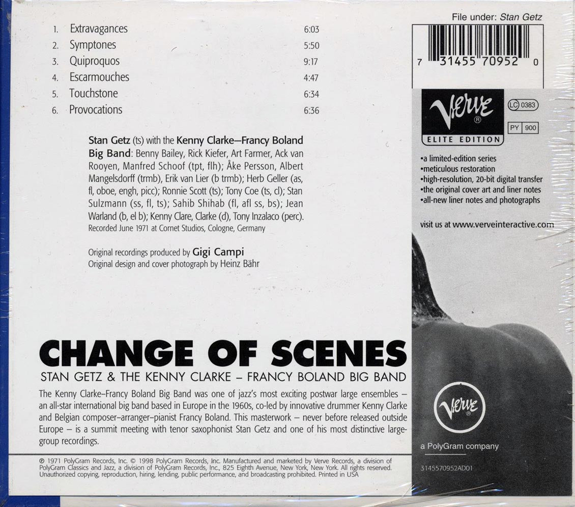 Stan Getz, Francy Boland, The Kenny Clarke-Francy Boland Big Band - Change Of Scenes Music CD