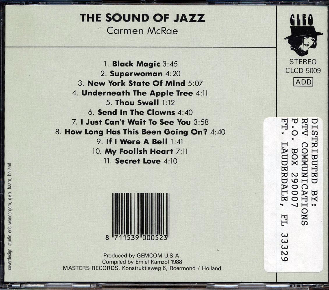 Carmen McRae - The Sound Of Jazz Music CD