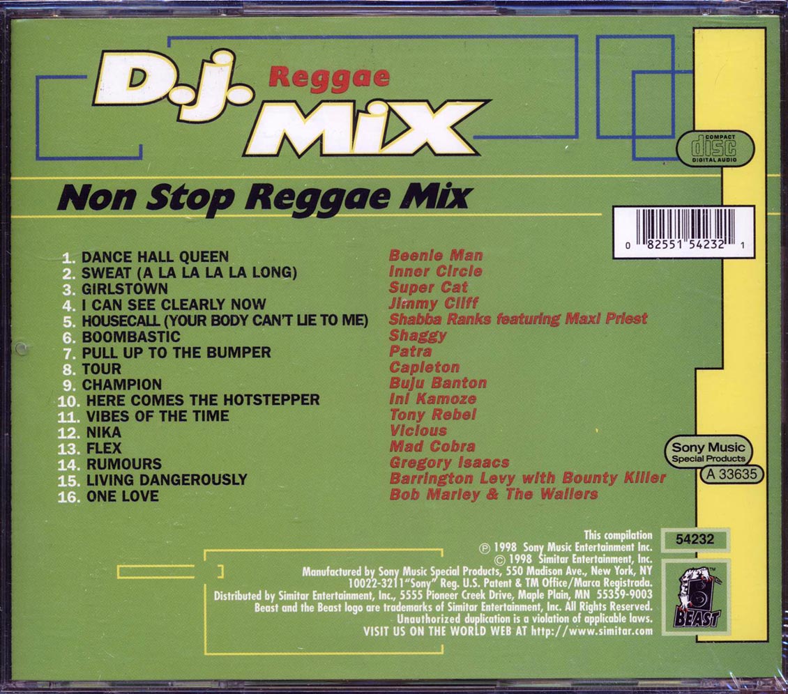 Beenie Man, Inner Circle, Super Cat, Shaggy, Etc. - DJ Reggae Mix Music CD