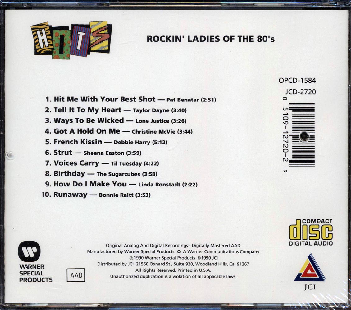 Pat Benatar, Sheena Easton, Bonnie Raitt, Taylor Dayne, Etc. - Rockin' Ladies Of The 80's Music CD