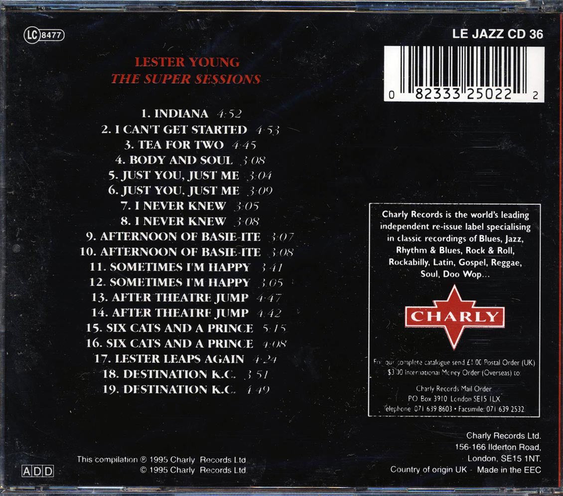 Lester Young - The Super Sessions Music CD