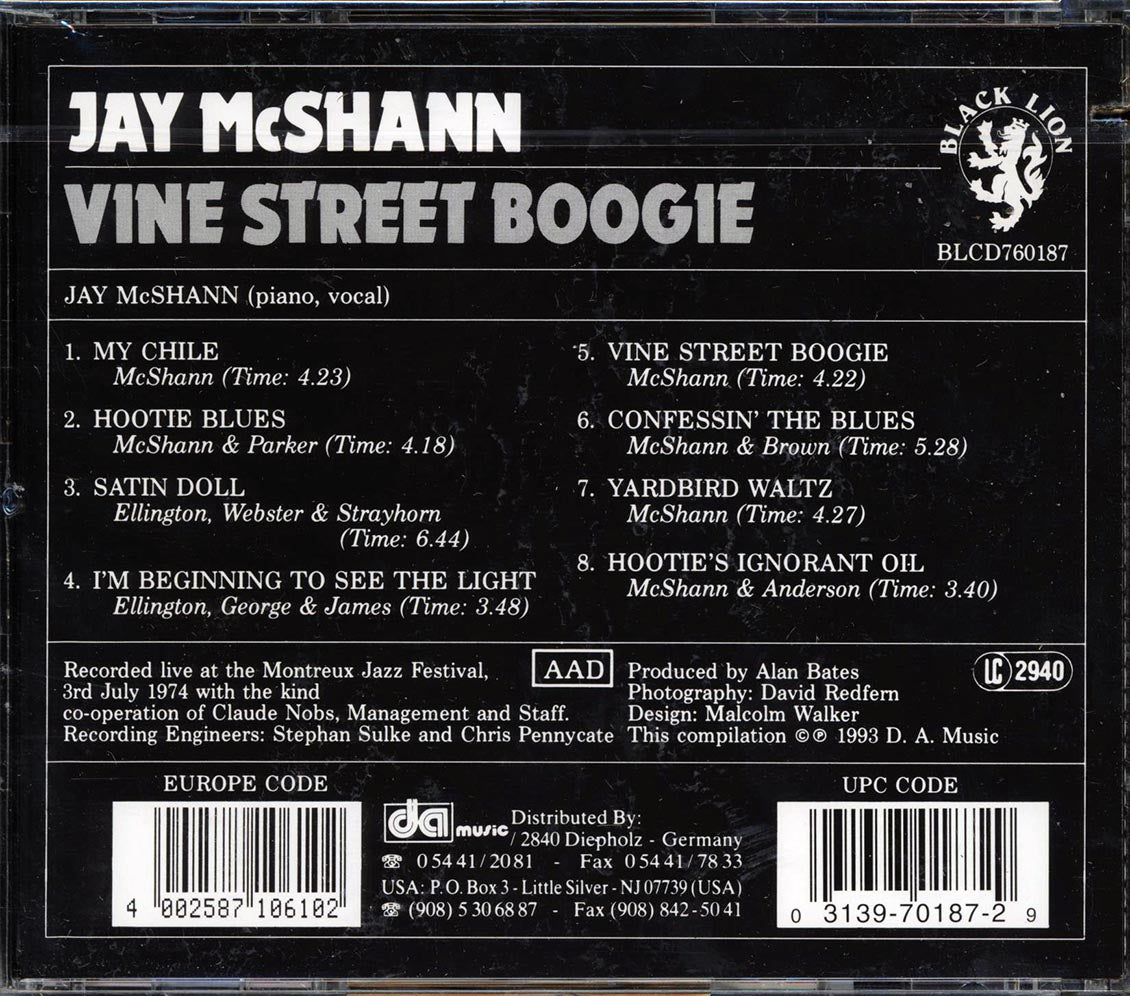 Jay McShann - Vine Street Boogie (marked/ltd stock) Music CD