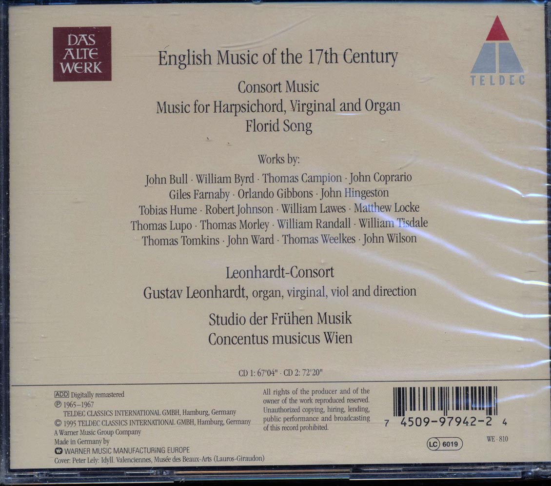 Gustav Leonhardt, Studio Der Fruhen Musik, Concentus Musicus Wien - English Music Of The 17th Century (2xCD) (marked/ltd stock) Music CD