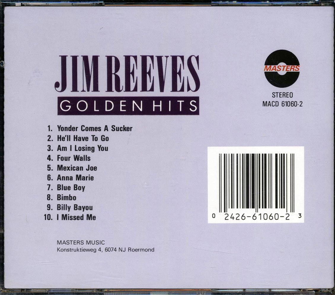 Jim Reeves - Golden Hits Music CD