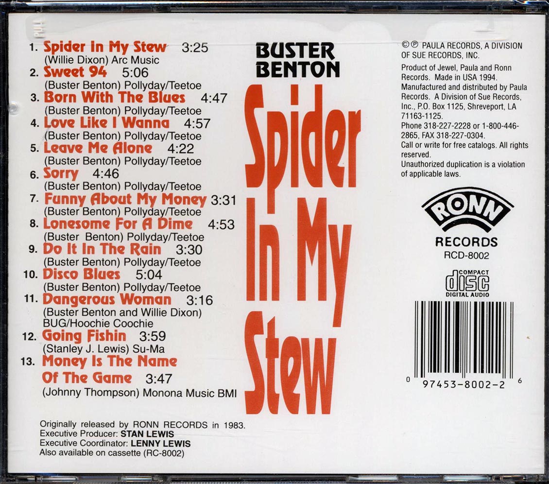 Buster Benton - Spider In My Stew Music CD