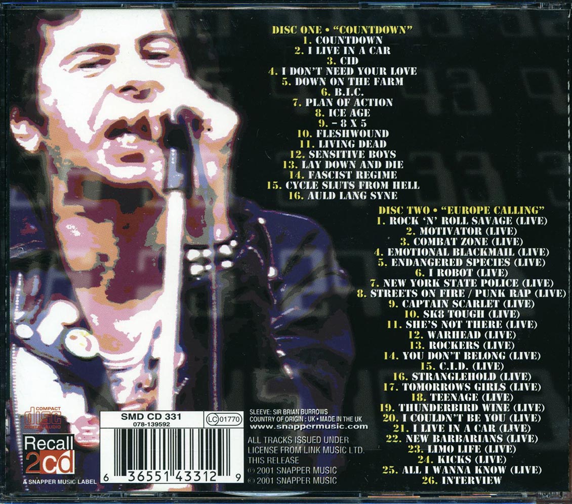 UK Subs Countdown 2xCD Music CD