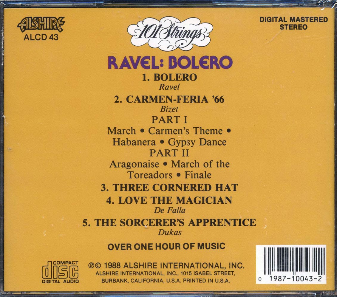 101 Strings - Ravel: Bolero Music CD