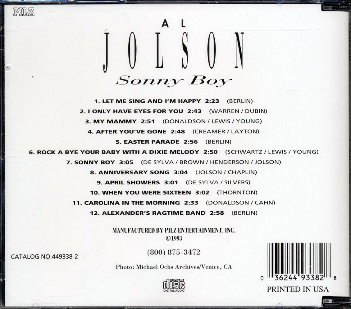 Al Jolson - Sonny Boy Music CD