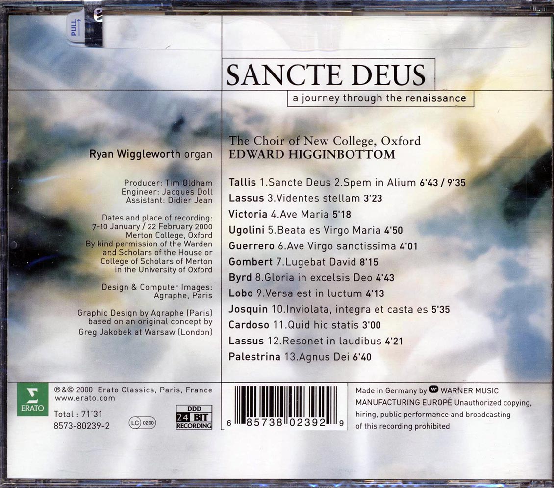 Edward Higginbottom, The Choir Of New College Oxford - Sancte Deus: Journey Through The Renaissance Music CD