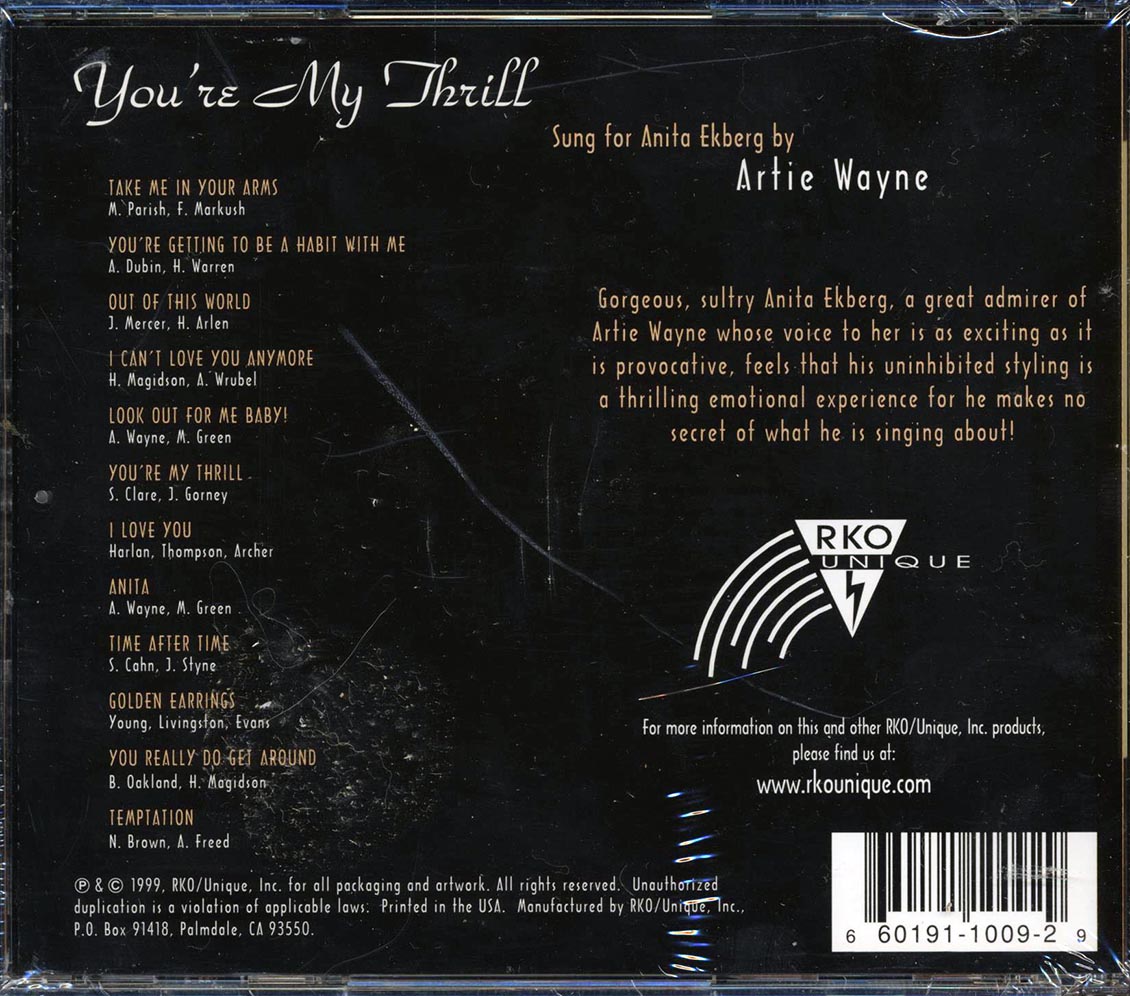 Artie Wayne - You're My Thrill Music CD