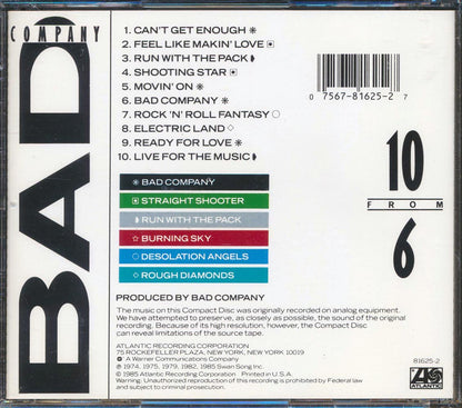 Bad Company - 10 From 6 Music CD