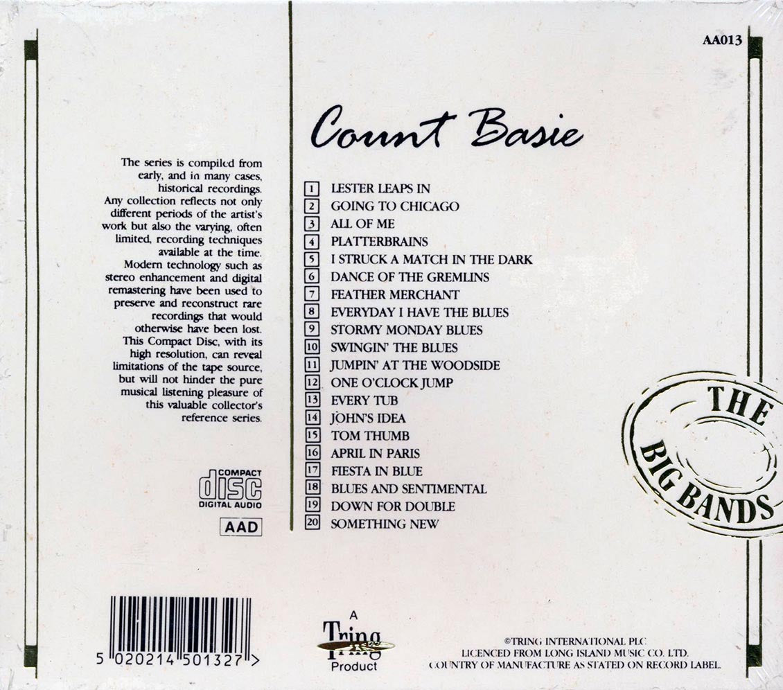 Count Basie - 20 Reflective Recordings (20 tracks) Music CD