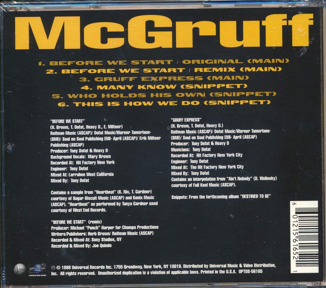 McGruff - Before We Start Music CD