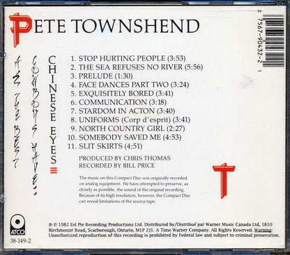 Pete Townshend - All The Best Cowboys Have Chinese Eyes Music CD