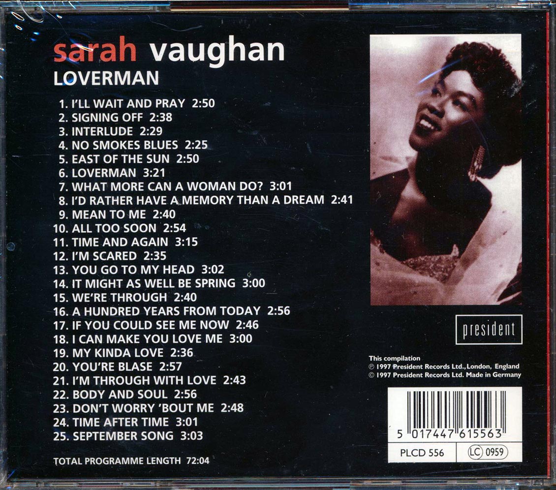 Sarah Vaughan - Loverman (25 tracks) Music CD