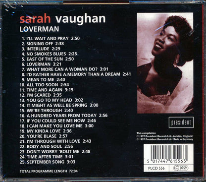 Sarah Vaughan - Loverman (25 tracks) Music CD