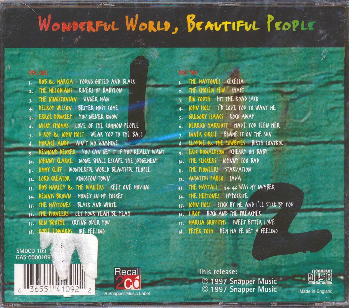 Ken Boothe, Bob Andy, The Melodians, Delroy Wilson, Lord Creator, Etc. - Wonderful World, Beautiful People: A Collection Of Reggae Classics (36 tracks) (2xCD) Music CD