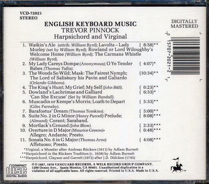 Trevor Pinnock - English Keyboard Music: Harpsichord And Virginal Music CD