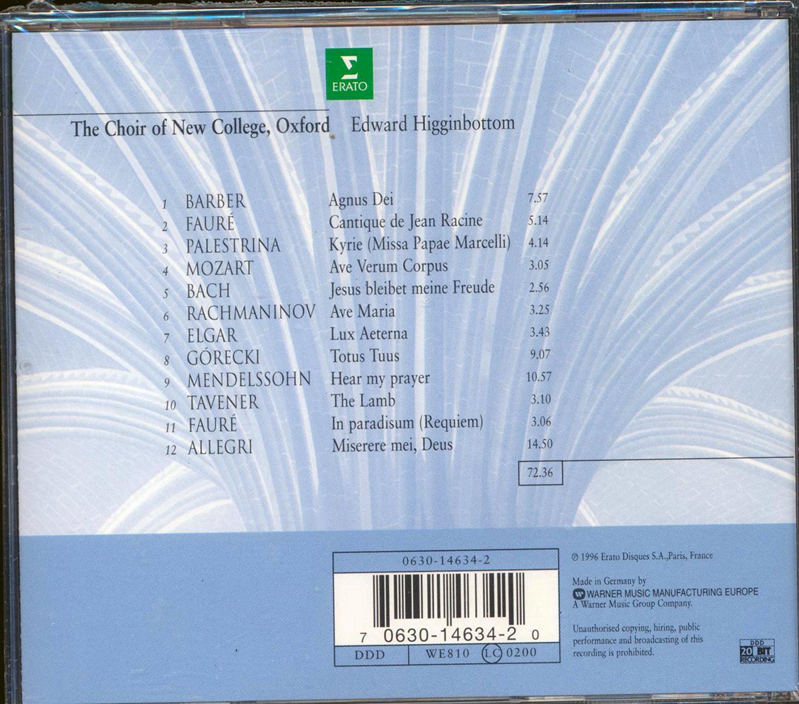 The Choir Of New College Oxford, Edward Higginbottom - Agnus Dei: Music Of Inner Harmony Music CD