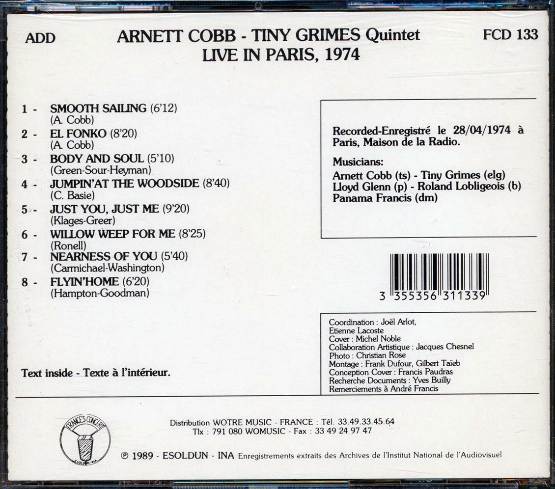Arnett Cobb, Tiny Grimes Quintet - Live In Paris 1974 Music CD